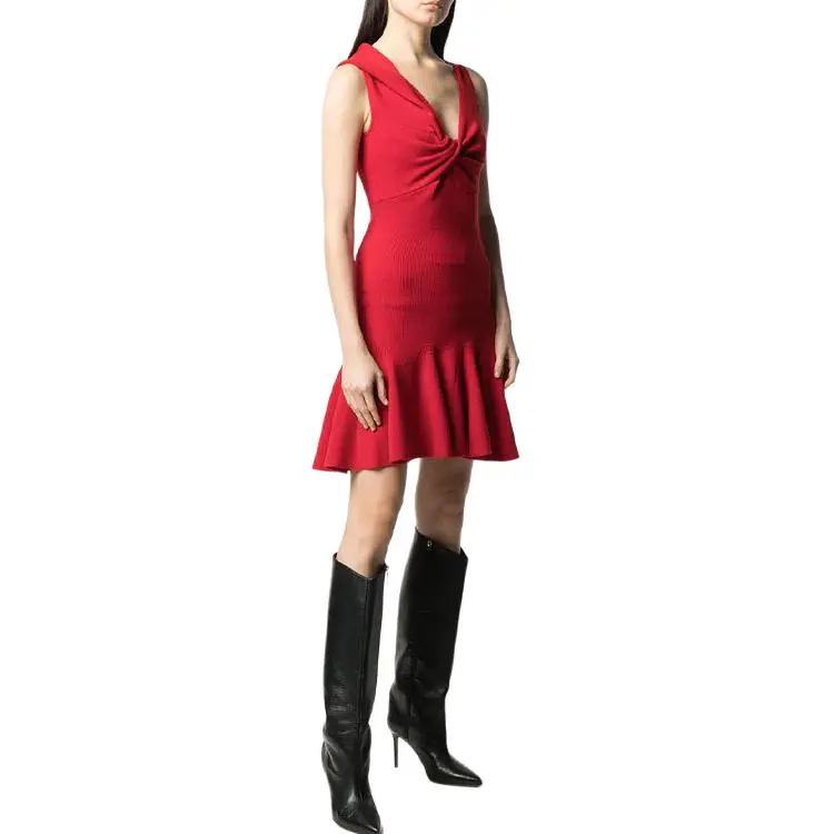 Alexander McQueen FW20 Sleeveless Dress Women's Red-3