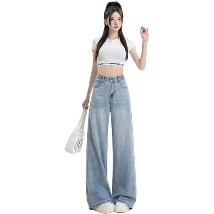 YINLEI Jeans Women's Washed Blue-1