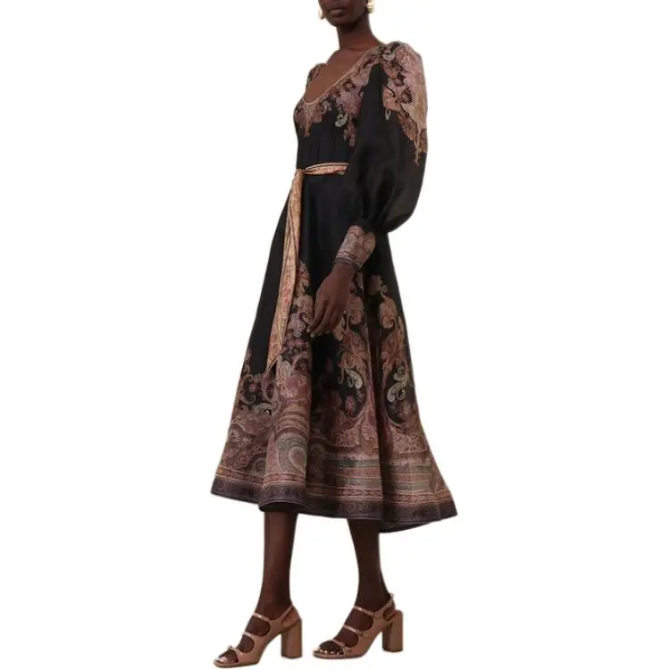 Zimmermann Illustration Structured Balloon Sleeved Maxi Dress-6
