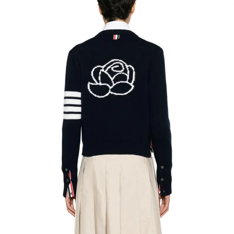 THOM BROWNE THOM BROWNE 4 Bar Stripe Detailed Cardigan-4