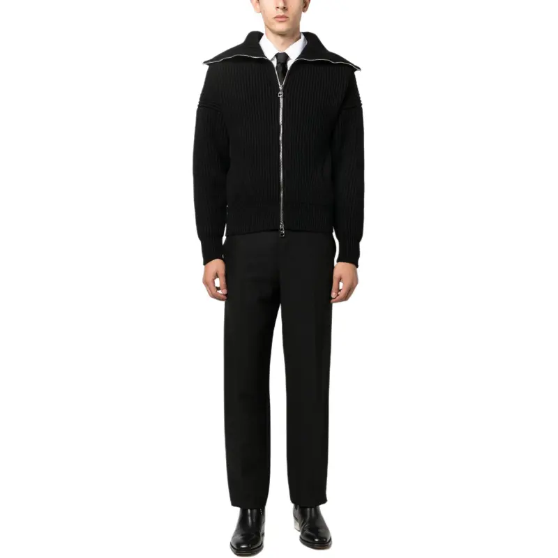 Alexander McQueen Ribbed Knit Zip Up Cardigan-1