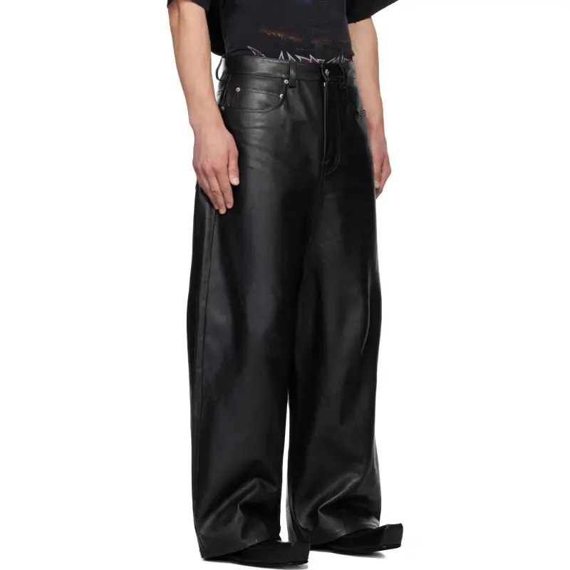 Balenciaga Leather Pants Men's Black-2