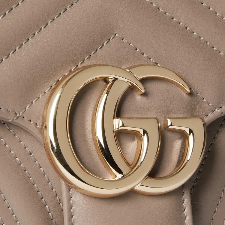 GUCCI GG Marmont Leather Crossbody Bag Shoulder Bag Small Size Women's Taupe-5