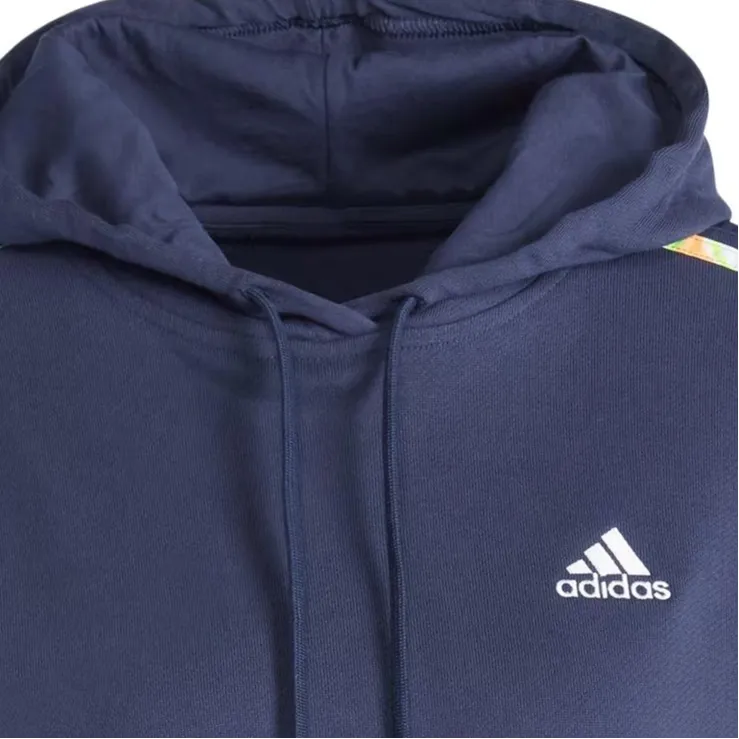 Adidas Vibrant Print 3-Stripes Hoodie Sweatshirt Women's Navy Blue-5