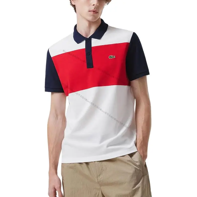 LACOSTE Polo Shirt Men's Navy Blue Red White-3
