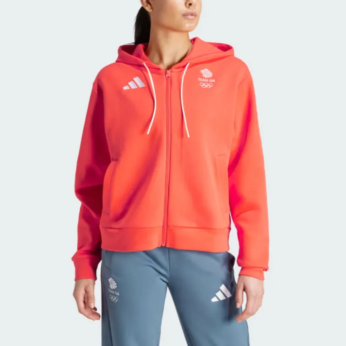Adidas UK Training Top Olympics Collection Team GB Hoodie Sweatshirt Women's Bright Red-1