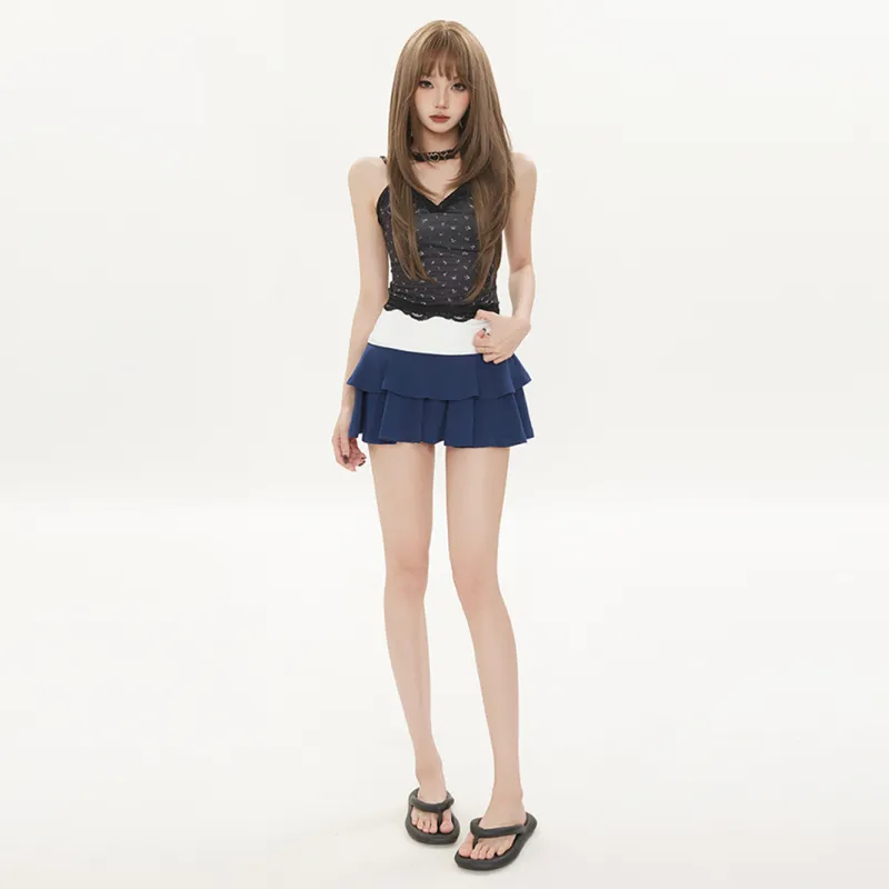 OROI Casual Short Skirts Women's Blue-2