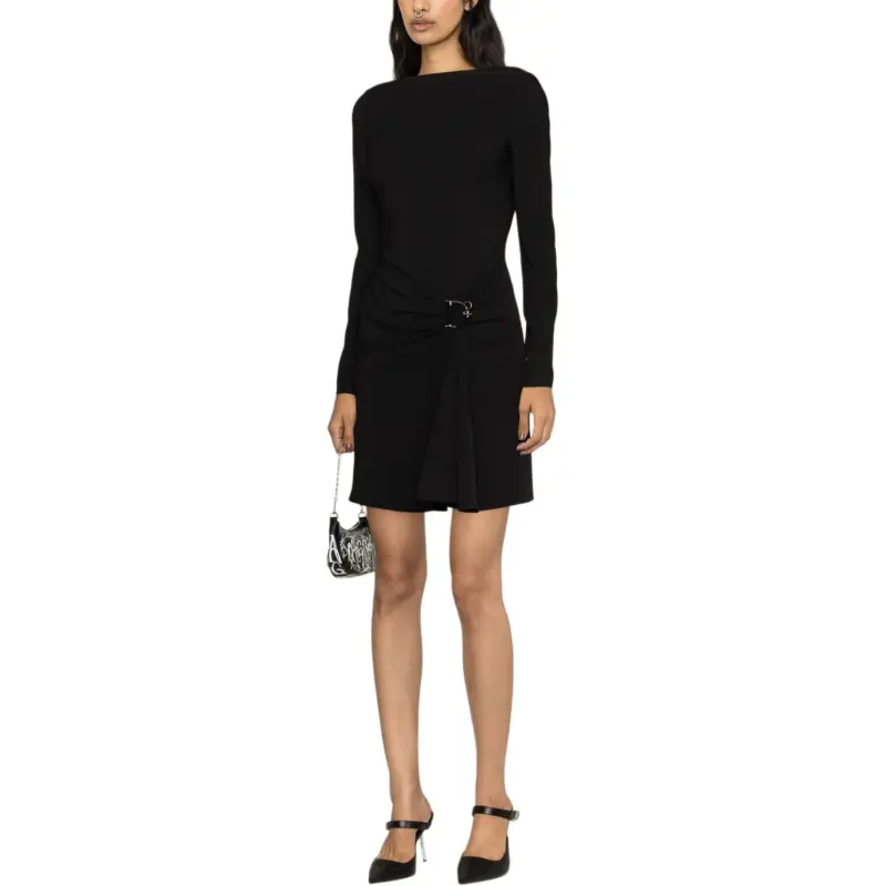 DSQUARED 2 Logo-Plaque Long Sleeved Draped Dress-5