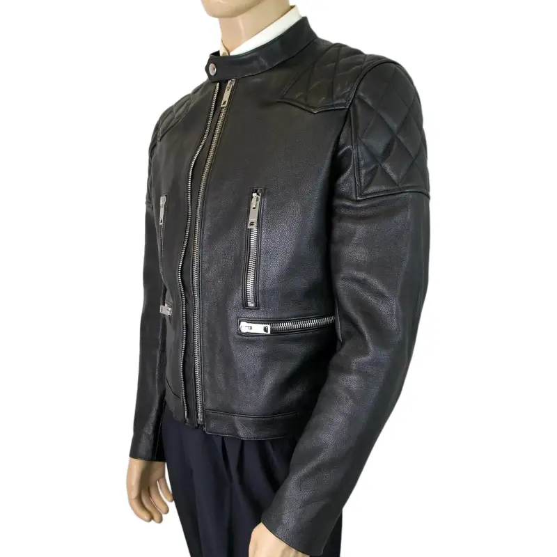 Burberry Leather Jacket Men's Black-3