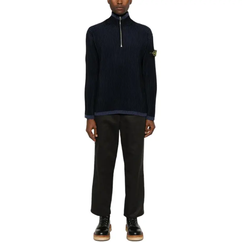 STONE ISLAND Logo Patch High Neck Knitted Jumper-2