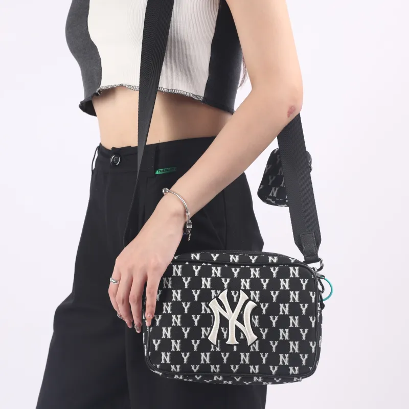 MLB Monogram Collection Polyester Combo Bag Camera Bag Crossbody Bag Shoulder Bag Unisex Black-6