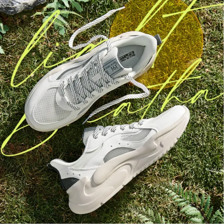 361° Yunshu 4.0 Cushioning Wear Resistant Low Top Casual Shoes Men's White Black-3