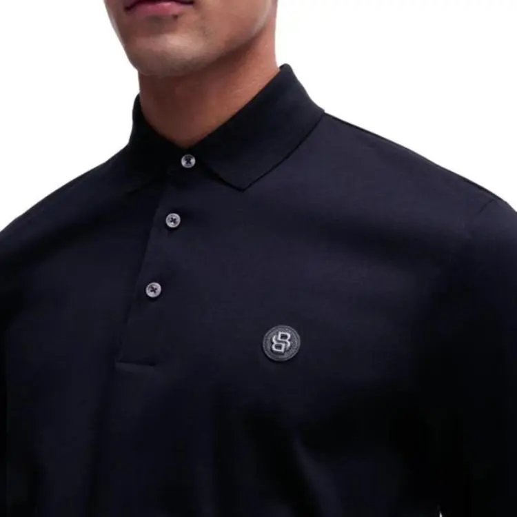 HUGO BOSS Logo Patch Long Sleeved Polo Shirt-3