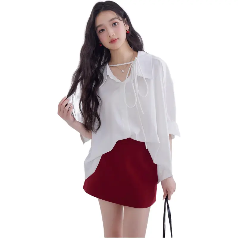 DEAR DEER PUFF Casual Short Skirts Women's Red-5