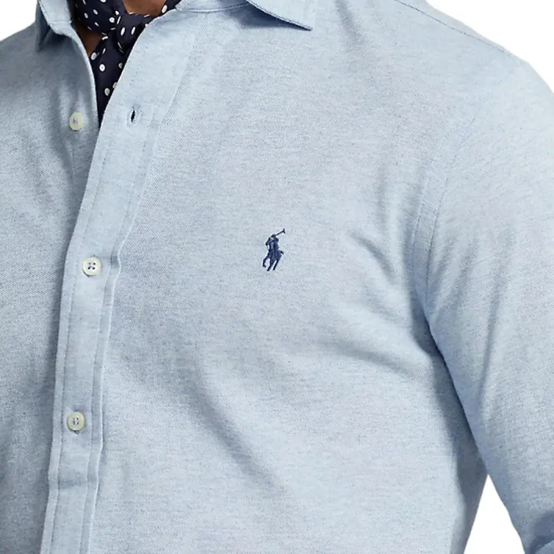 Polo Ralph Lauren Jacquard Textured Mesh Shirt Shirt Men's Light Blue-4