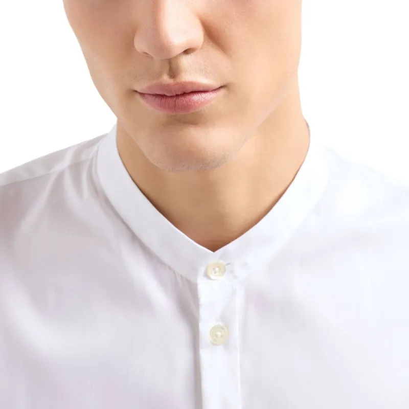 EMPORIO ARMANI Stretch Satin Shirt With Guru Collar-4