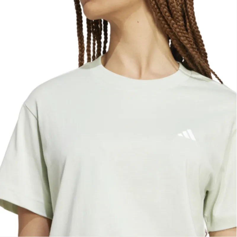 Adidas Women's Essentials Small Logo T Shirt Linen Green-3