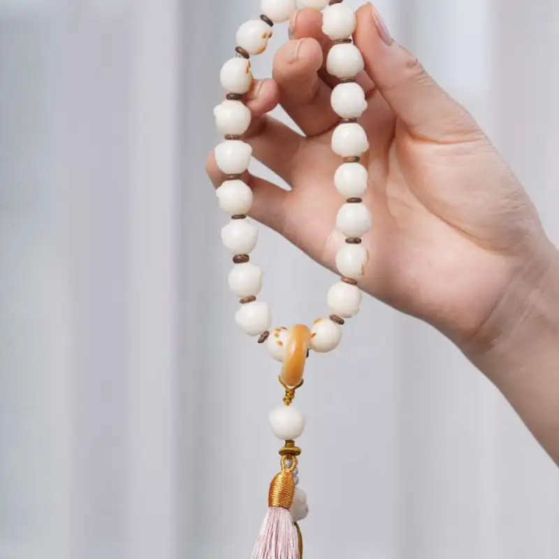Lordship White Jade Bodhi Bead Chain Unisex-3