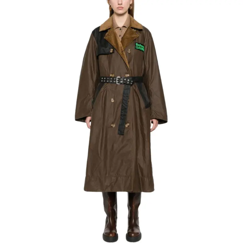 BARBOUR X Ganni Waxed Trench Coat-1
