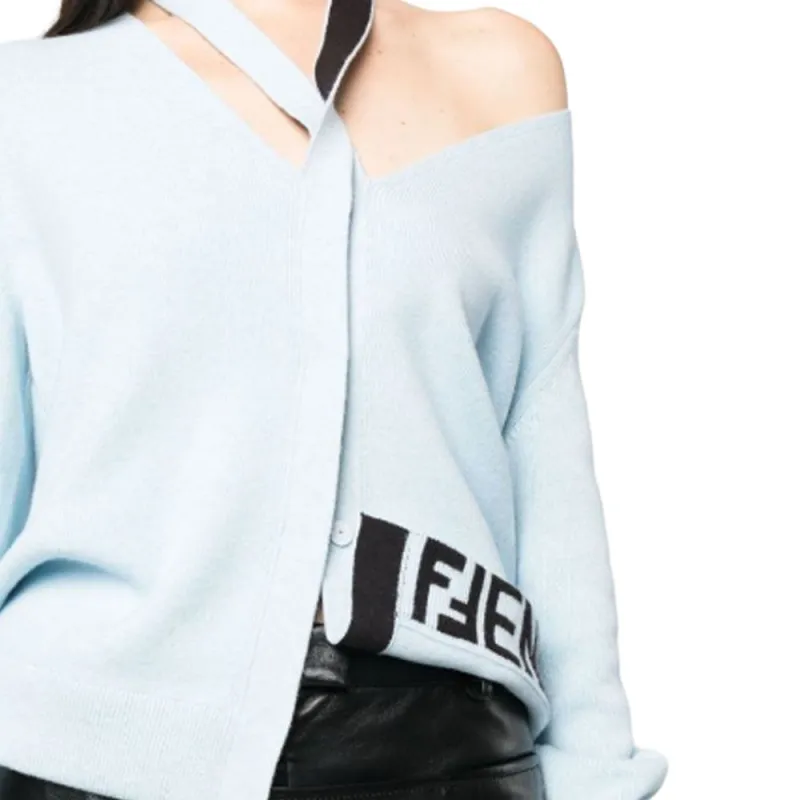 FENDI V neck Knitted Cardigan-1