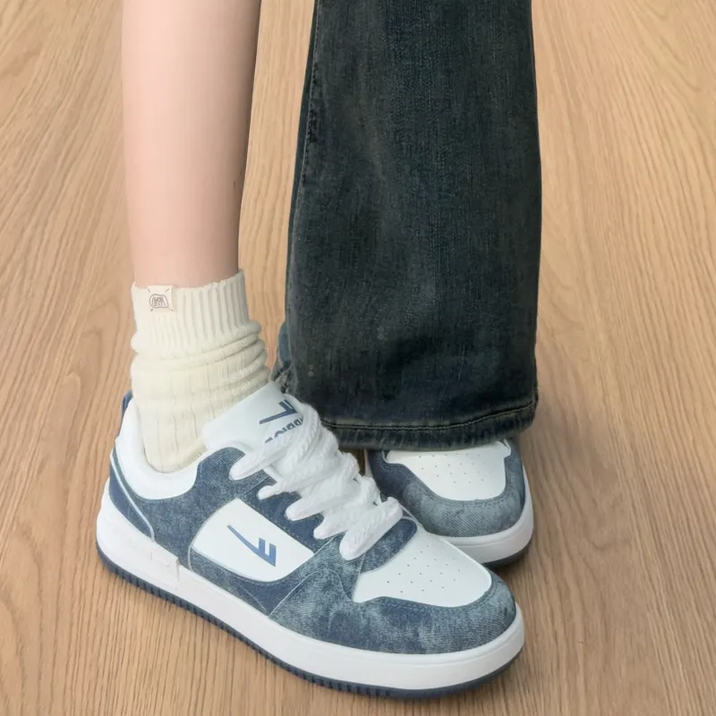 Warrior Lightweight And Breathable Low Top Skateboard Shoes Unisex Denim Blue White-6