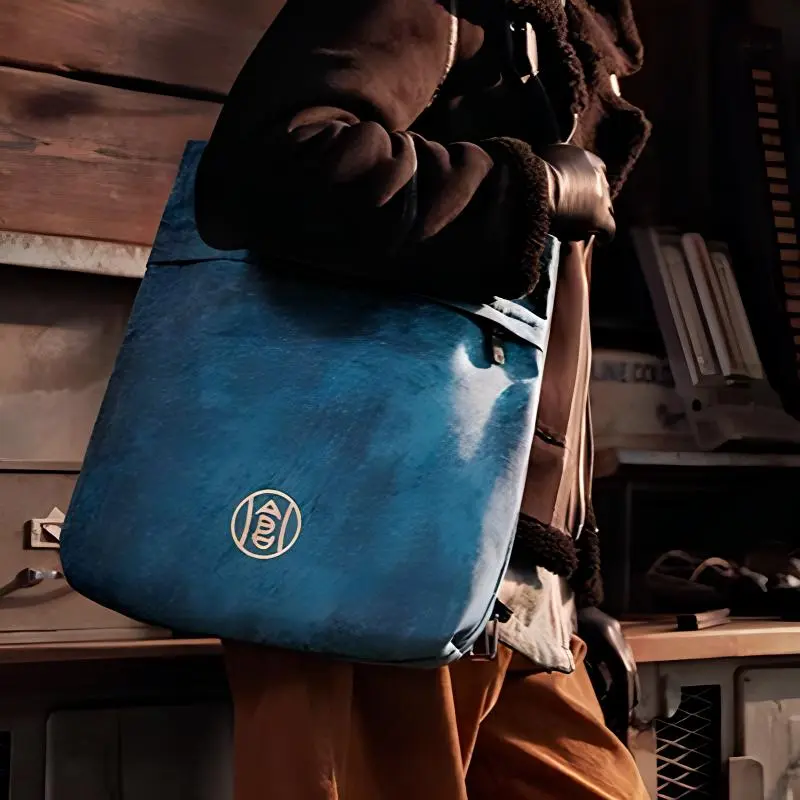 Ninety Go Ninetygo The Lost Tomb Secret Realm Reboot Collection Collaboration Canvas Shoulder Bag Unisex Light Blue-4