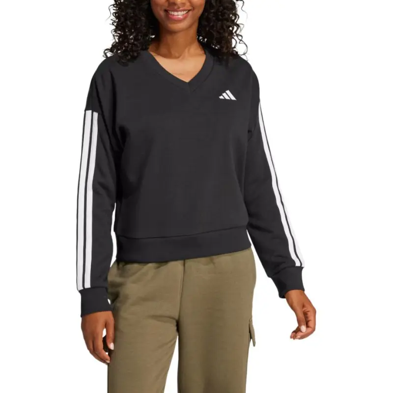 Adidas Free Shipping With AdiClub Essentials 3 Stripes French Terry V neck Sweatshirt-1