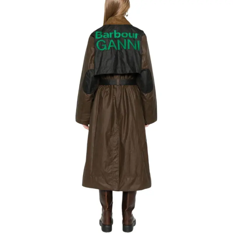 BARBOUR X Ganni Waxed Trench Coat-2