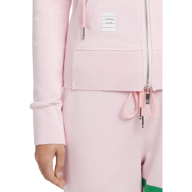 THOM BROWNE· Classic 4 Bar Loopback Hoodie Jackets Coats Women's Light Pink-6