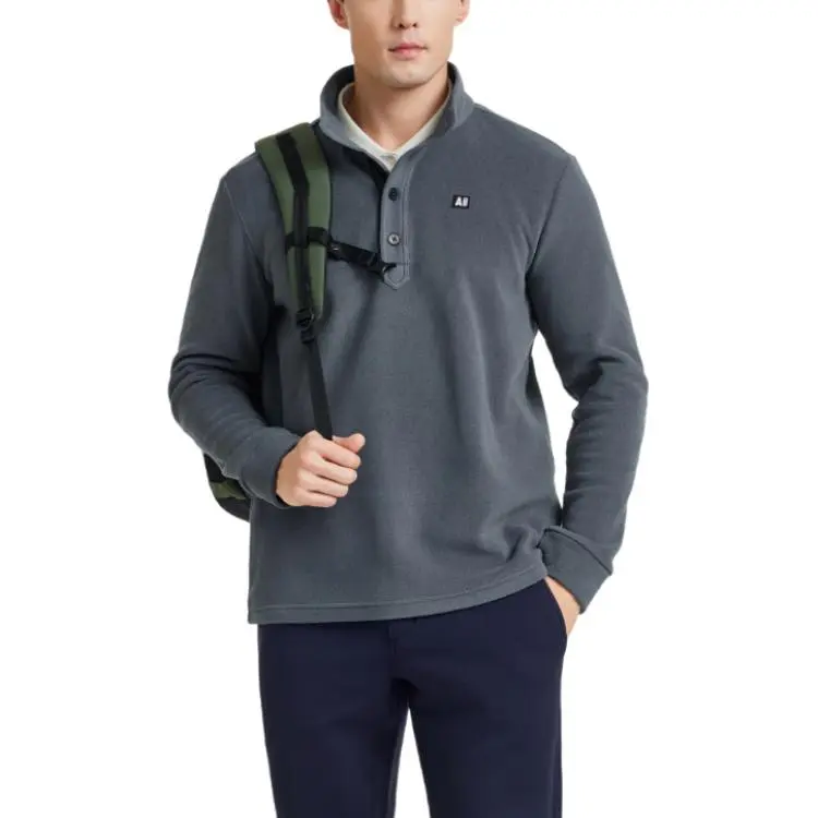 AIGLE Velvet feel Coat Men's Rock Gray Blue-1