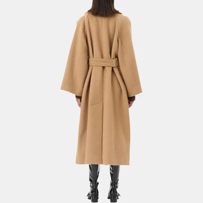 GANNI Belted Waist Long Coat-3