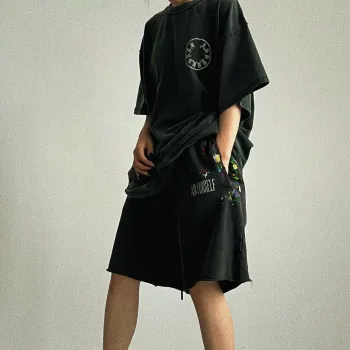 Askyurself Casual Shorts Unisex Washed Black