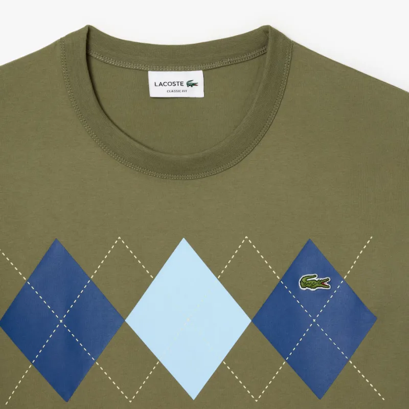 LACOSTE Argyle print Cotton T shirt-3