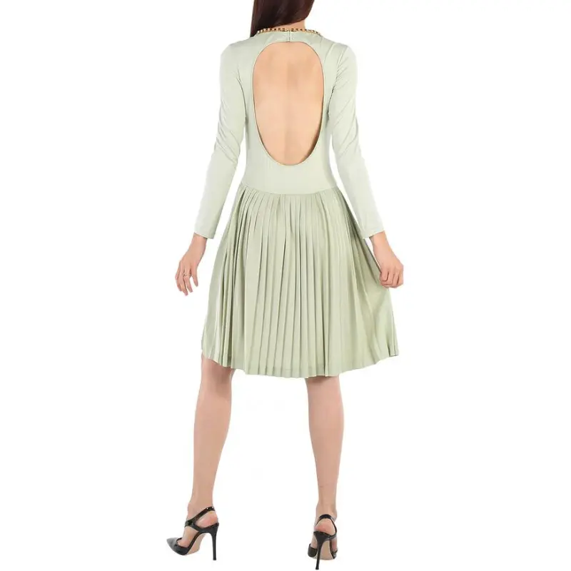 Burberry Long-Sleeved Dresses Women's Green-4
