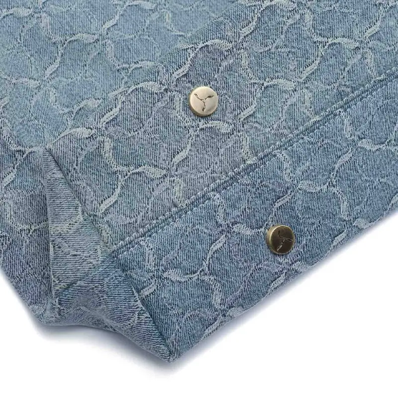 LI NING 1990 Textile, Leather Tote Bag, Shopping Bag, Handbag Regular Unisex Denim Gray Blue-2