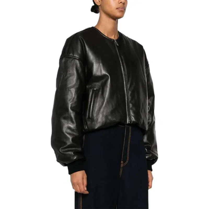 Alaia Leather Bomber Jacket-3