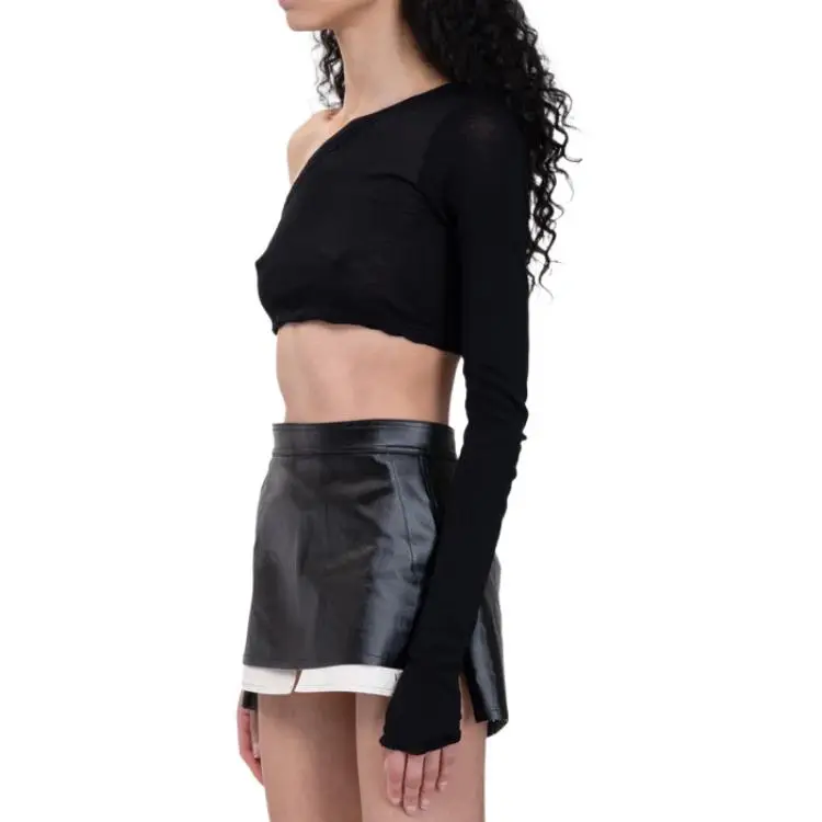 RICK OWENS Single Shoulder Cropped Top-3