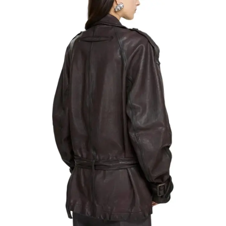 Acne Studios Leather Jacket Women's Red Brown-2