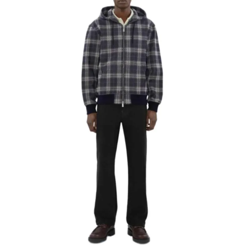 Burberry Checked Zipped Drawstring Hoodie-1