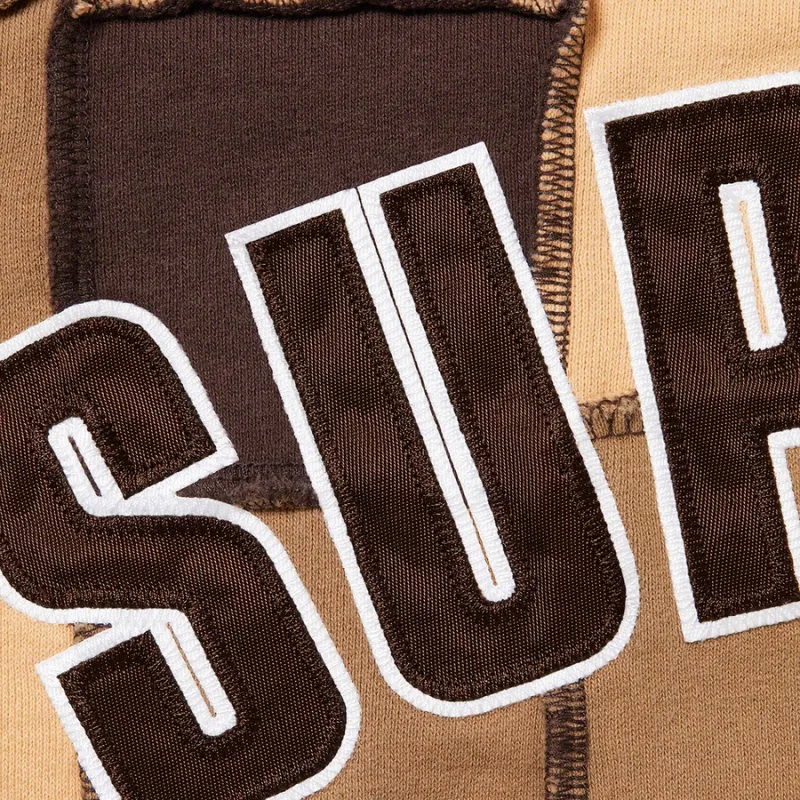 Supreme Reverse Patchwork Zip Up Hooded Sweatshirt-4