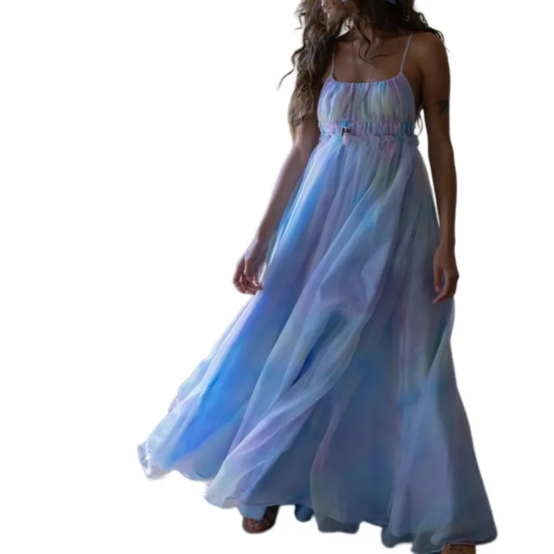 Selkie Collection SS24 Slip Dress Women's Tie Dye Rainbow Print-2