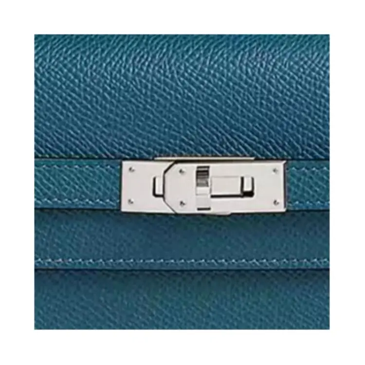 HERMES Epsom Calfskin Wallet Women's 7A Bleu Thalassa Sea Blue-3