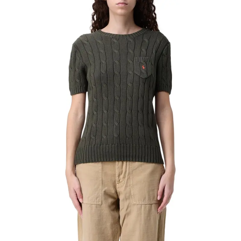 Polo Ralph Lauren Logo Embroidered Cable Knit Crewneck Top-2