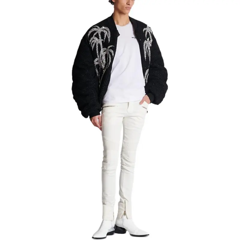 BALMAIN Flocked Logo Crewneck T Shirt-6