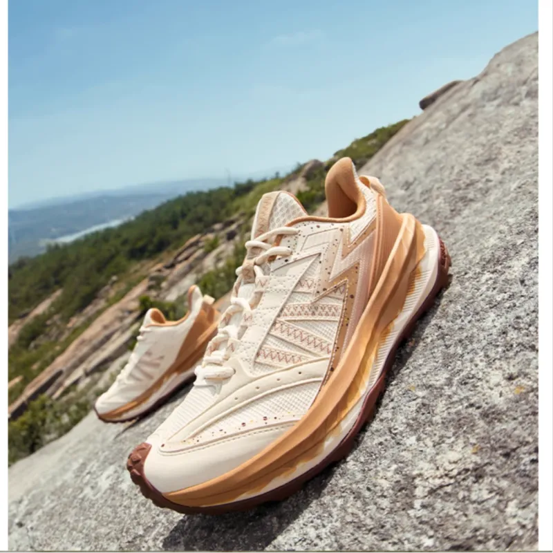 361° Cushioning Anti Slip And Wear Resistant Low Top Casual Trail Running Running Shoes Men's Beige Brown-3