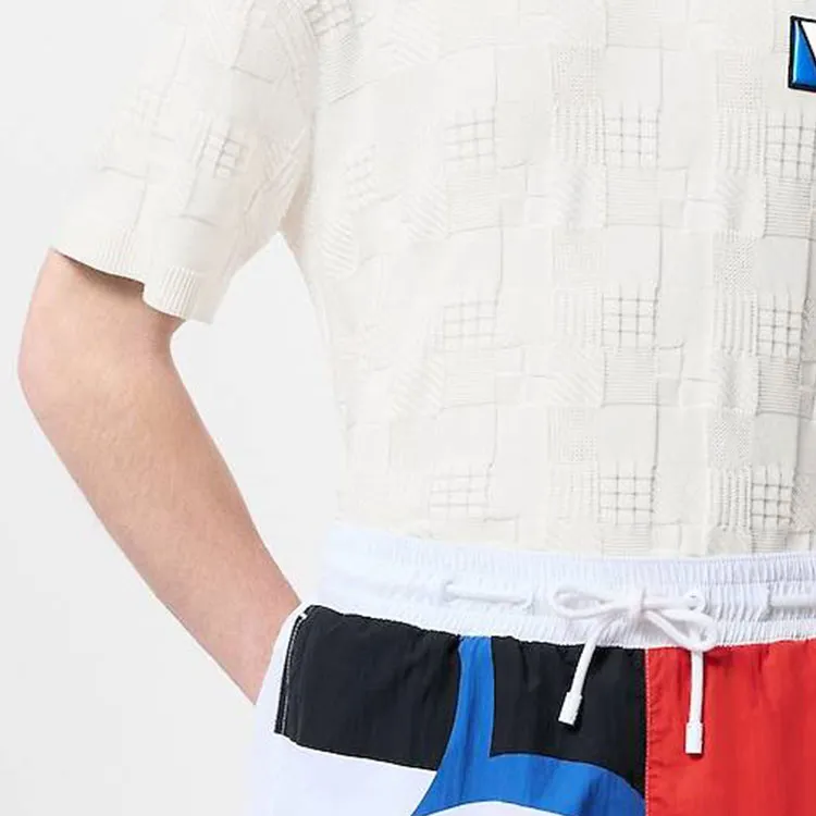 LOUIS VUITTON Damier Jacquard Short Sleeved Cotton Crewneck-5