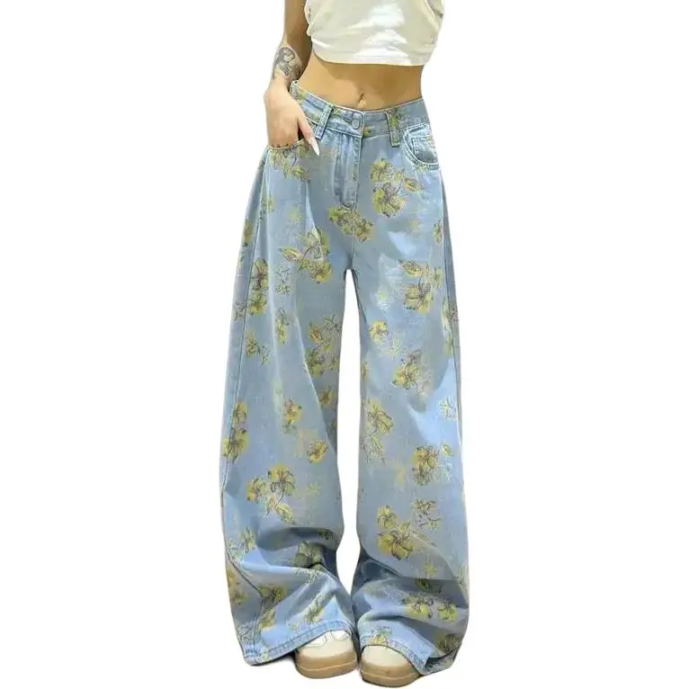 Concubine Zhu Jeans Women's Blue Floral-2