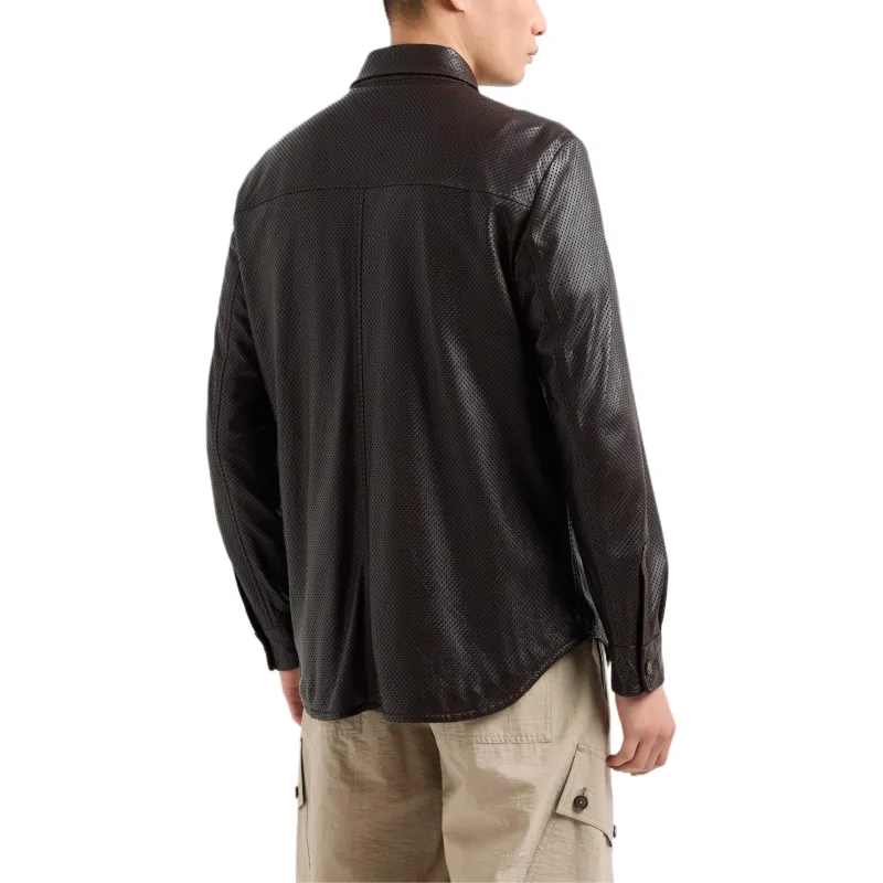 GIORGIO ARMANI Perforated Nappa leather Shirt Jacket-2