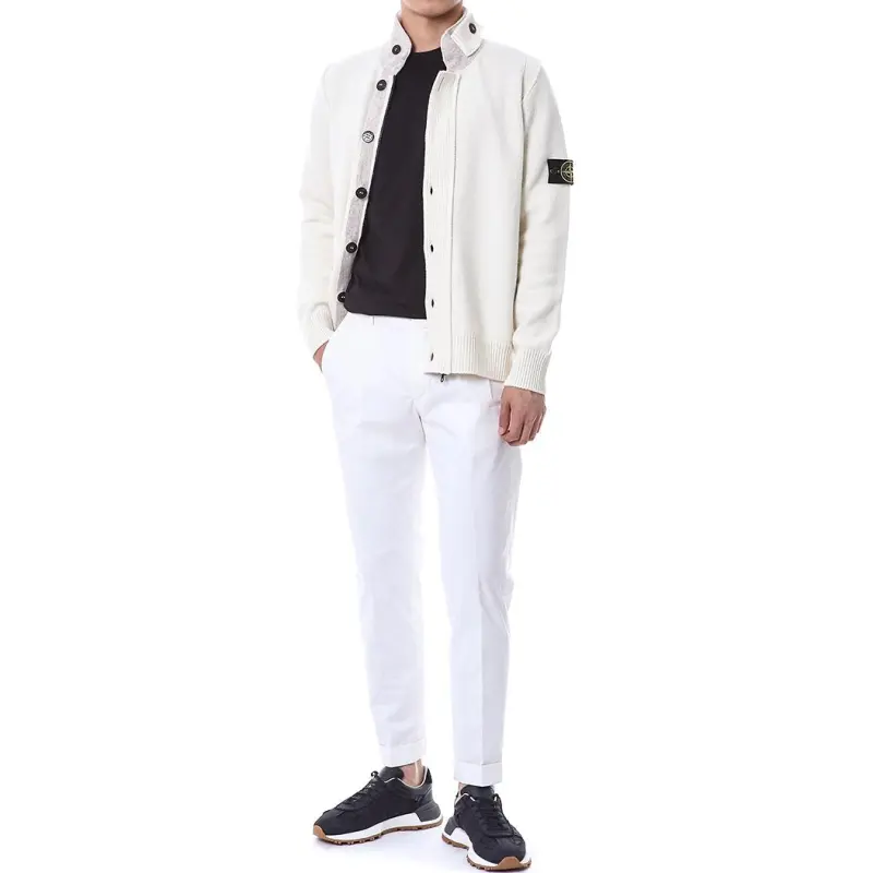 STONE ISLAND Logo Patch High Neck Cardigan-4