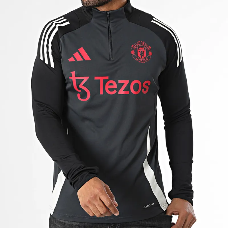 Adidas Manchester United Manchester United Soccer Jerseys Men's Black Gray Color-3